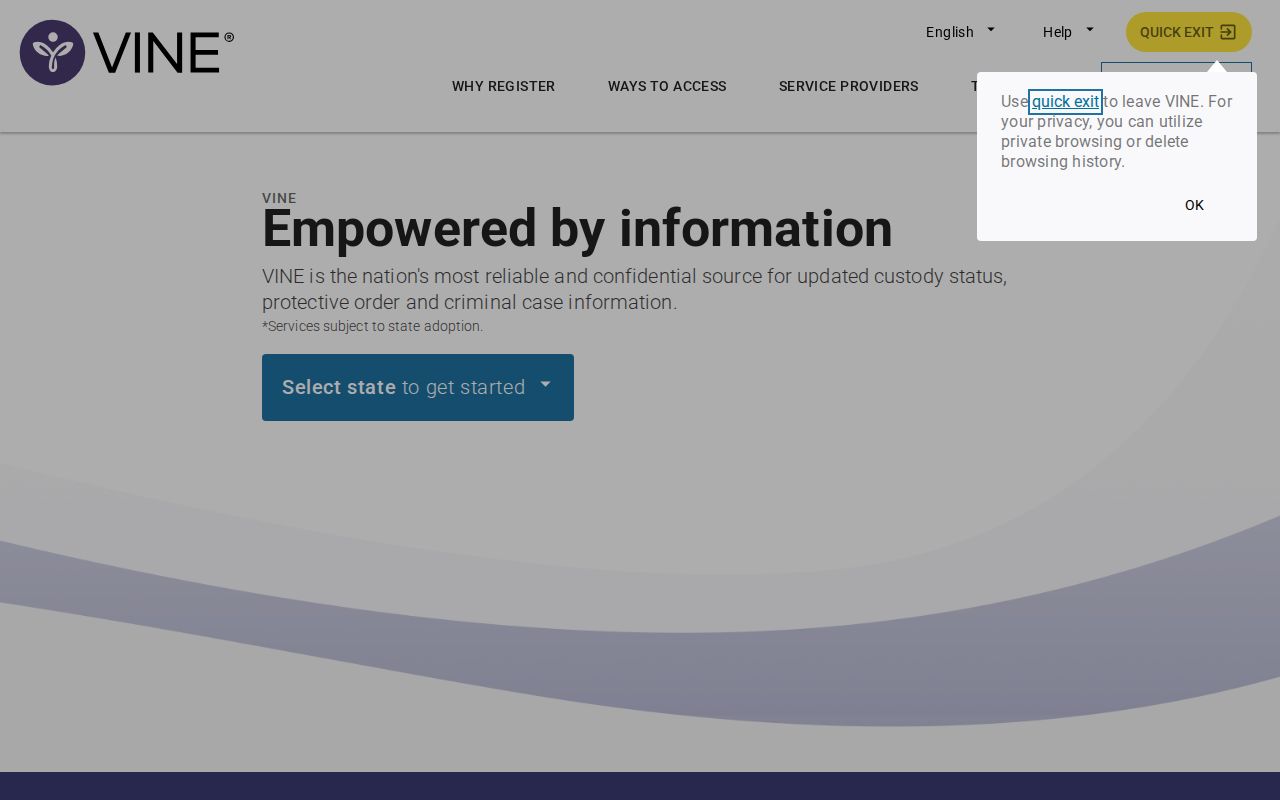 Twin Falls County VINELink release check interface